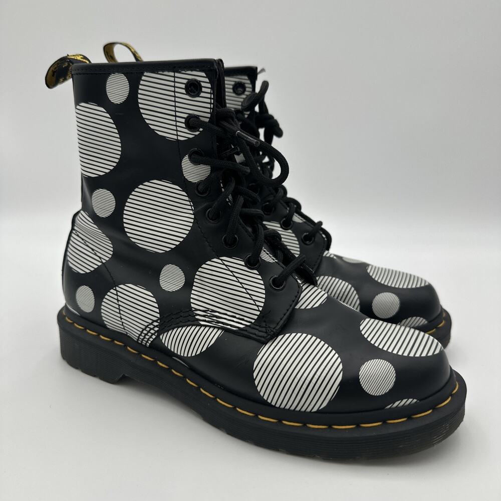 Dr. Martens Black Smooth Polka Dot Women's Size 8 Boots